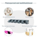 Daiktų laikiklis su 5 automatinėmis spaustuvėmis ir 6 kabliukais (Tamsiai pilka)