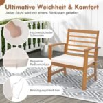 3 dalių akacijos medienos lauko baldų komplektas su minkštomis pagalvėlėmis (Natūrali)