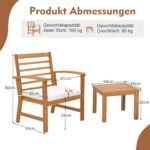 3 dalių akacijos medienos lauko baldų komplektas su minkštomis pagalvėlėmis (Natūrali)