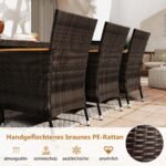 Lauko baldų komplektas 8 žmonėms su akacijos medžio stalviršiu (Ruda)
