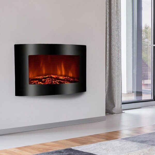 Sieninis elektrinis židinys su LED liepsnomis ir nuotoliniu valdymu (Juoda)