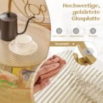 Apvalus stiklinis staliukas su ratukais ir meškiukų raštais (Auksinė)