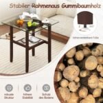 Stalinis staliukas su stikliniu stalviršiu ir lentyna (Ruda)