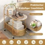 Dvipusis stiklinis staliukas su ratukais ir lokio raštais (Auksinė)