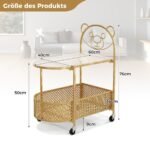 Dvipusis stiklinis staliukas su ratukais ir lokio raštais (Auksinė)