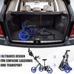 Sulankstomas golfo vežimėlis su reguliuojama rankena ir sėdyne (Mėlyna)