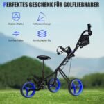 Sulankstomas golfo vežimėlis su reguliuojama rankena ir sėdyne (Mėlyna)