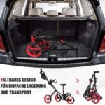 Trivietis sulankstomas golfo vežimėlis su reguliuojama sėdyne ir rankena (Raudona)