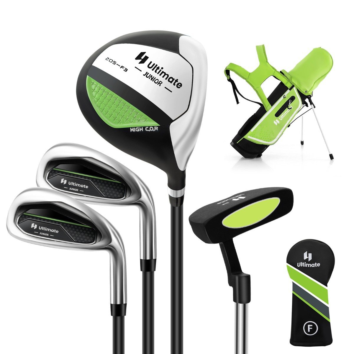 golf-set-sp38121gn_1_ Profesionalus vaikiškas golfo lazdų rinkinys su golfo taše ir lietaus apsiaustu (Žalia)
