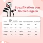 Pilnas vaikų golfo lazynų rinkinys su taše ir lietaus gaubtu (Rožinė)