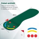 Sulankstoma golfo treniruočių aikštelė su trimis puodeliais ir vėliavėle (Žalia)