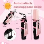 Vaikiškas 4 dalių golfo lazdų rinkinys su krepšiu (Rožinė)