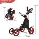 Sulankstomas aliuminio rėmo keturių ratų golfo vežimėlis (Raudona)