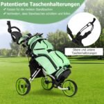Sulankstomas trijų ratų golfo vežimėlis su sėdyne ir skėčio laikikliu (Žalia)