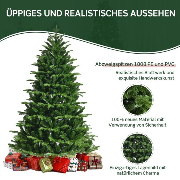 Dirbtinė kalėdinė eglė 180 cm 1808 šakų su metaliniu stoveliu (Žalia)