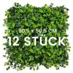 Dirbtinių augalų sienelės su UV apsauga 50 5 x 50 5 cm 12 vienetų (Žalia)