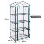 Mini šiltnamis su keturiomis lentynomis ir PVC danga (Žalia)