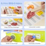 Medinis žaidimų BBQ kepsninės rinkinys vaikams su priedais ir ratukais (Spalvotas)