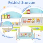 Medinis žaidimų BBQ kepsninės rinkinys vaikams su priedais ir ratukais (Spalvotas)