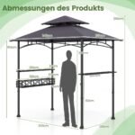 Grilio paviljonas su dvigubu stogeliu ir šoninėmis lentynomis (Tamsiai pilka)