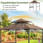 Grillinės pavėsinė su dvigubu stogu ir šoniniais stalviršiais (Ruda)