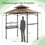 Grillinės pavėsinė su dvigubu stogu ir šoniniais stalviršiais (Ruda)