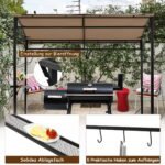 Grilio paviljonas su metaliniu rėmu ir lentynėle (Ruda)