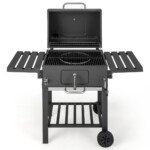 Dujinė kepsninė su dviem staleliais ir termometru (Juoda)