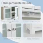 Aukšta vonios spintelė su stiklinėmis durelėmis ir dviem stalčiais (Balta)