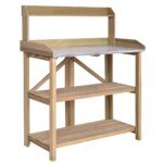 Medinis lauko gėlynas su darbo stalviršiu (Natūrali)