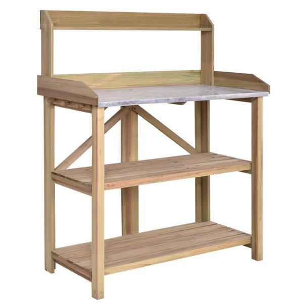 Medinis lauko gėlynas su darbo stalviršiu (Natūrali)