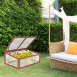 Medinis šiltnamiukas-daigynas su atveriamu stogu (Šviesiai ruda)