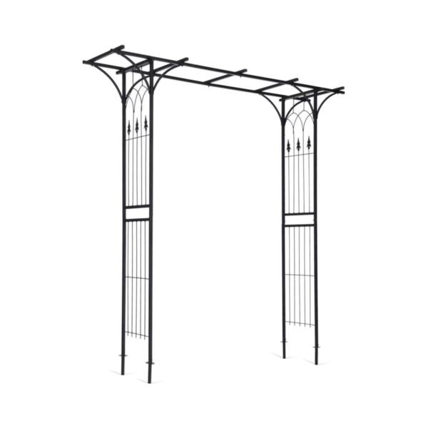 Metalinė arka gėlėms ir vijokliniams augalams 208 x 52 x 208 cm (Juoda)