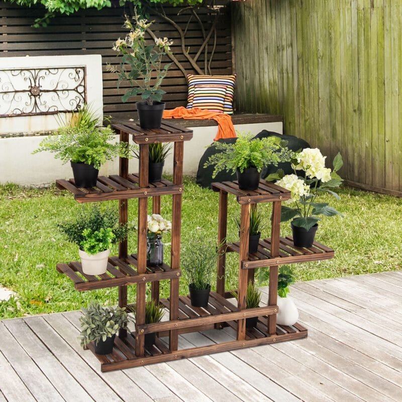 Medinis augalų stovas su 6 pakopomis 119 cm aukščio (Ruda)