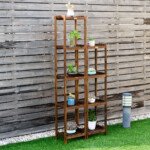 3 lentynų medinė augalų lentyna (Medžio)