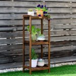 3 lentynų medinė augalų lentyna (Medžio)