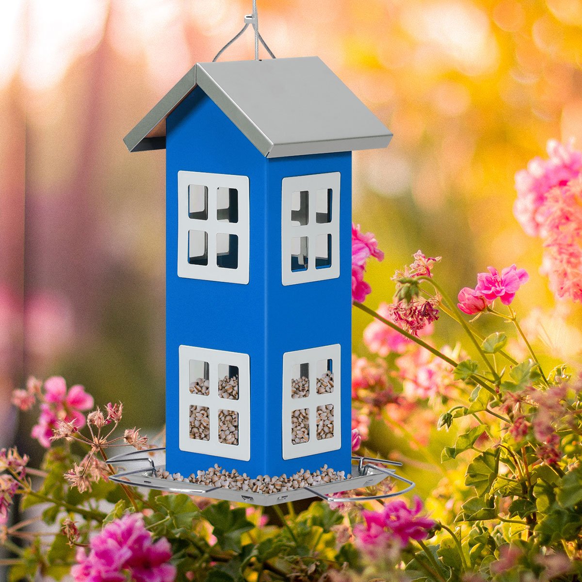 gt3423bl3 Pakabinama lesyklėlė paukščiams 26x12x12cm (Mėlyna)