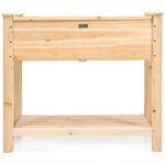 Medinė pakelta lysvė su lentyna 86 x 46 x 76 cm (Natūrali)
