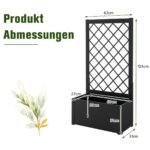 Aukštas metalinis lauko vazonas su atramine grotelių sienelė (Juoda)