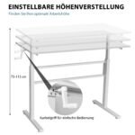 Reguliuojamo aukščio darbo stalas su rankenėle 120x60 cm (Balta)