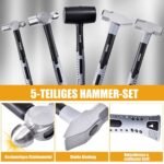 5 dalių plieninis plaktukų rinkinys (Juoda)