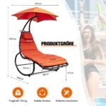 Sūpuoklių gultas su stogeliu iki 150 kg (Oranžinė)