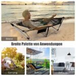 Sulankstomas lauko hamakas su tvirtu rėmu ir šonine kišene (Juoda)