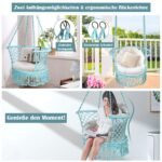 Pakabinamas krėslas su makramė motyvais 160 kg keliamoji galia (Žalia)