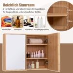 Vonios veidrodinė spintelė su dviem durelėmis ir reguliuojamomis lentynomis (Natūrali)