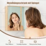 Vonios veidrodinė spintelė su dviem durelėmis ir reguliuojamomis lentynomis (Natūrali)