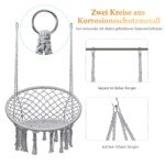 Kabamoji kėdė su makramė raštu (iki 150 kg) (Pilka)