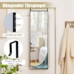 Sieninis viso kūno veidrodis su 120x37 cm rėmu (Juoda)