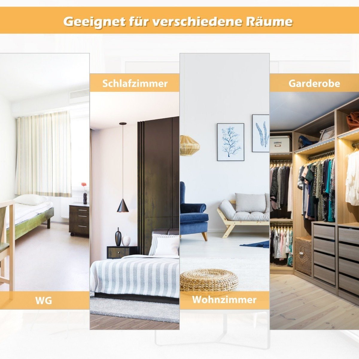 Didelis viso kūno veidrodis su reguliuojamais kabliukais (Juoda)