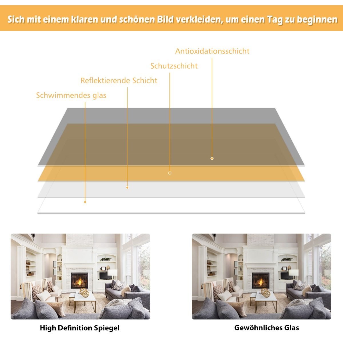Didelis viso kūno veidrodis su reguliuojamais kabliukais (Juoda)